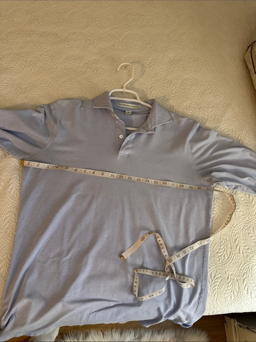 Holder was & Bourne Men’s Light Blue Long-Sleeve Polo Shirt - Picture 7 of 7